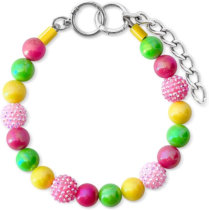 Beaded Dog Necklace Collar, Adjustable Jewelry-Inspired Design with Sparkle Beads (Vivid Tropics, Small)
