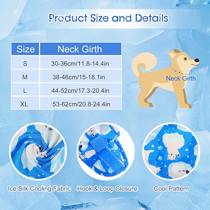 Talltalk 5 Pieces Dog Cooling Bandanas Neck Wraps Ice Scarf Pet Dog Cooling Collar Hunting Training Hiking Camping Accessories for Summer(XL)
