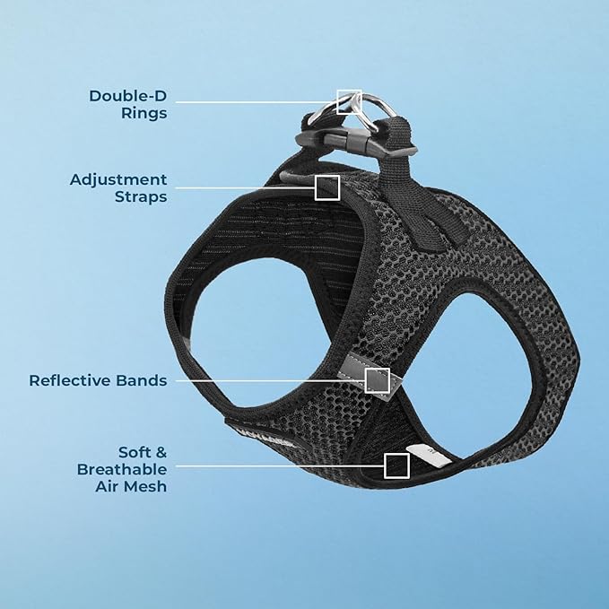Best Pet Supplies Voyager Step-in Air Harness - All Weather Mesh, Reflective, No Pull Harness for Dogs, Cats - Secure with Hook & Loop Fastener, Buckle, Double D-Rings - Gray 2-Tone, XL