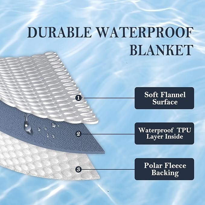 Waterproof Blanket 40"x60" for Adults, Reversible Waterproof Bed Cover for Dogs Cats Pets, Soft Leakproof Blanket for Bed Couch Sofa Furniture Protector, Dusty Pink/Off White