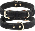 Joytale Genuine Leather Dog Collar for Large Dogs, Heavy Duty Thick Solid Leather for Power Breeds, Sturdy Adjustable Pet Collar with Metal Pin Buckle, Durable for Daily Walking, Black, L