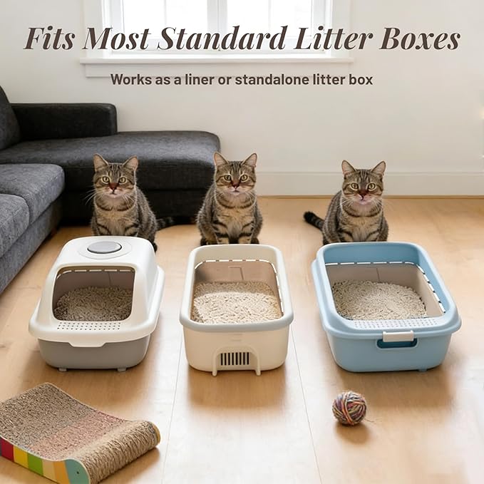 6 Pack Disposable Cat Litter Boxes, Durable Leak-Proof Cardboard Kitty Litter Trays for Temporary Use, Litter Box Liners & Travel, Ideal for Picky Cats