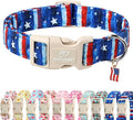 4th of July Dog Collar, Stars & Stripes Patriotic Dog Collars for Large Dogs, Adjustable Lightweight Quick-Release Buckle Collar for Boy&Girl Dogs L