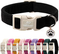 Cute Corduroy Dog Collar - Black Adjustable Dog Collars for X-Large Dogs 80+lbs, Fade-Proof with Secure Snap & Little Charm, Christmas Birthday Gift, XL