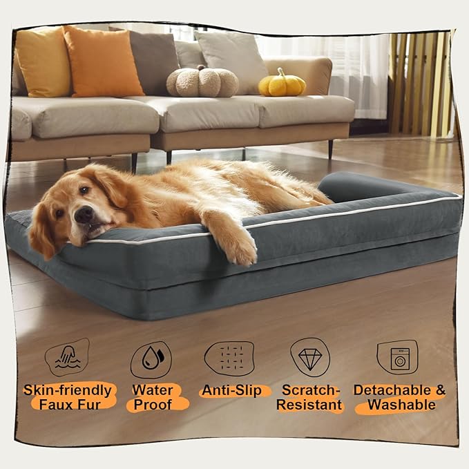 Small Dog Bed Orthopedic Washable Cat Bed Memory Foam Small Couch Sofa Indoor Comfy Pet Beds with Waterproof Removable Cover & Non-Slip Bottom