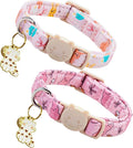 Elegant little tail 2 Pack Cat Collar- Easter Cat Collars Breakaway with Bell Pendant Wedding Kitten Boy Girl Safety Adjustable 7-12 Inch Collar for Small Cats Puppy
