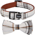 Faleela Soft &Comfy Bowtie Dog Collar,Detachable and Adjustable Bow Tie Collar,for Small Medium Large Pet (L, Beige)