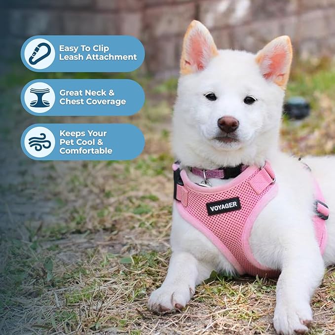 Voyager Step-in Pet Harness - All Weather Mesh, Adjustable Step in Harness for Cats and Dogs by Best Pet Supplies - Pink, XL