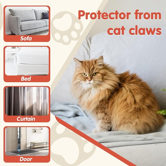 18 PCS Large Cat Scratch Furniture Protector, Transparent Couch Protector from Cat Claws, Single-Sided Self Adhesive Anti Pet Deterrent Sofa Cover, 17IN (Pack of 2)