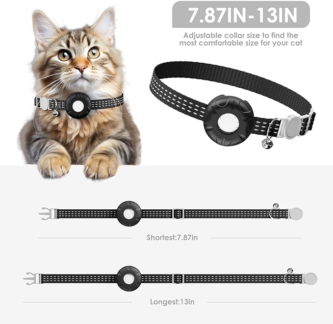 Cat Tracker, Lightweight Pet Tracker for Cats, No Monthly Fee Cat GPS Tracker Compatible with Apple Find My App(Only iOS), Real-Time Tracking, Precise Positioning, Smart Alerts, Waterproof