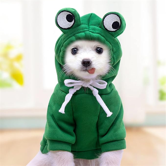 Warm Dog Winter Clothes Cute Fruit Dog Coat Hoodies Fleece Pet Dogs Costume Jacket for French Bulldog Chihuahua Ropa para Perro(Green,L)