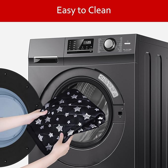 Waterproof Dog Bed Covers Replacement Washable Pet Hair Easy to Remove, Noiseless Quilted Puppy Pet Bed Cover Lovely Black Star Print 29x41 Inches, for Dog/Cat, Cover Only