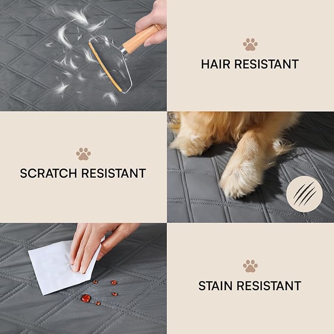 Luciphia 100% Waterproof Couch Cover Blanket for Dogs Anti-Slip Pet Couch Protector Sofa Mat Puppy Cat Blanket with Non-Slip Bottom, Grey, 82x120 Inch