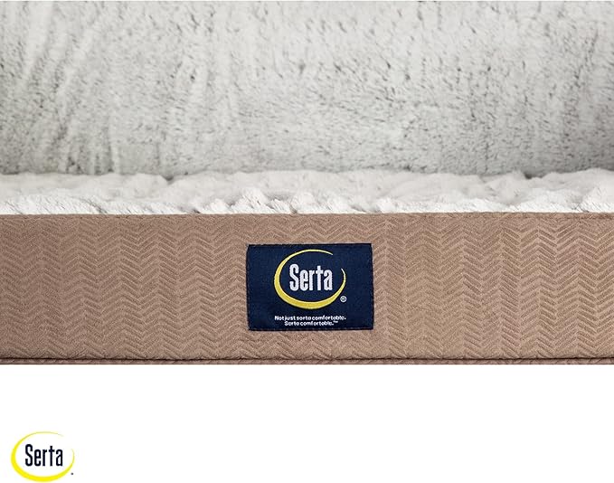 Serta Orthopedic Quilted Couch Dog Bed for Pets – Chocolate Brown (Small)