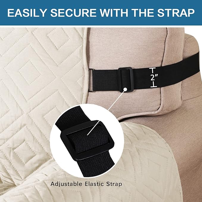 H.VERSAILTEX Reversible Sofa Slipcover Furniture Protector Water Resistant 2 Inch Wide Elastic Straps Sofa Cover Couch Covers Pets Kids Fit Sitting Width Up to 66" (Sofa: 75" x 110", Ivory/Beige)