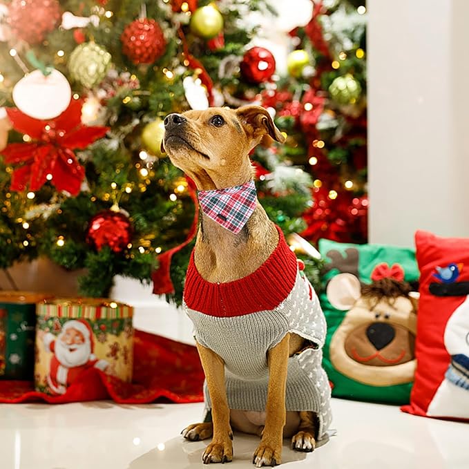 ARING PET Christmas Dog Bandanas, Red Green Pink Holiday Pet Bandana Scarf Triangle Bibs for Puppy Small Medium Large Boy Girl Dogs Cats-S