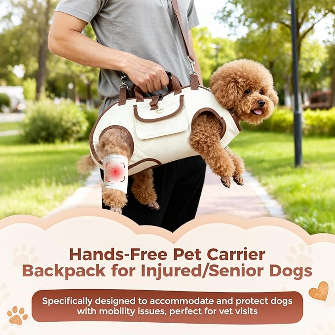 Hands Free Dog Backpack Carrier for Small Dogs, Yorkie Shoulder Carrier Sling Backpack Carriers Dog Lift Harness Portable Breathable Pet Carrier Backpack for Small Puppies (M, 8.8-14.3lbs)