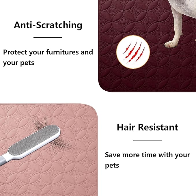 Waterproof Dog Blanket, 52x82 inches Pet Couch Covers for Sofa, Bed Furniture Protector from Dogs Washable and Reversible-Burgundy Red+Pink