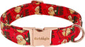 Christmas Dog Collar，Soft Cotton Dog Collars for Small Dogs, Dog Christmas Collar with Santa for Small Medium Large Dogs, Adjustable Red Collars Perfect for Girl or Boy Dog Collars-S