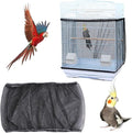 Bird Cage Seed Catcher - Adjustable Netting Cover Guard Skirt for Parrot Parakeet Macaw Round Square Cages - Black