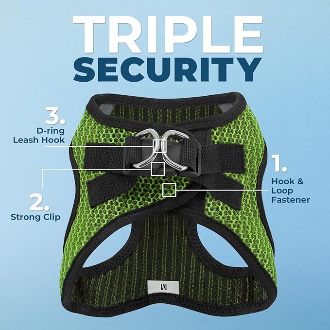 Best Pet Supplies Voyager Step-in Air Harness - All Weather Mesh, Reflective, No Pull Harness for Dogs, Cats - Secure with Hook & Loop Fastener, Buckle, Double D-Rings - Lime Green 2-Tone, XS