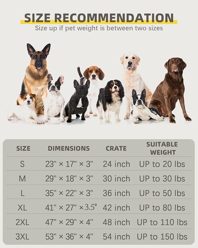 Orthopedic Dog Beds Large Sized Dog Waterproof Lining with Removable Washable Cover and Non-Slip Bottom, Quilting Pet Bed, 35x23 Inch, Dark Gray