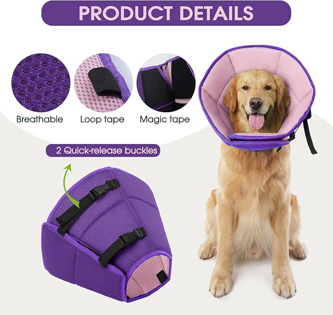 Dog Cone Collar After Surgery, Soft Cone for Small Dogs to Stop Licking, Adjustable Elizabethan Collar for Dogs, Lightweight Breathable Dog Recovery Cones for Wound Healing & Hot Spots