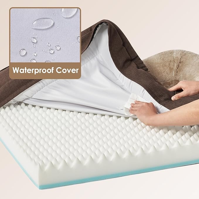 EHEYCIGA Orthopedic XL Dog Bed for Large Sized Dog, 48x35x7.5 Inch Extra Large Memory Foam Dog Couch Bed with Sides, Waterproof Liner & Washable Removable Cover, Bolster Pet Sofa, Brown