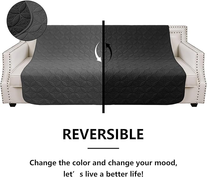 Waterproof Dog Blanket, 30x30 inches Small Pet Couch Covers for Sofa, Chair Bed Furniture Protector from Dogs Washable and Reversible-Black+Darkgrey