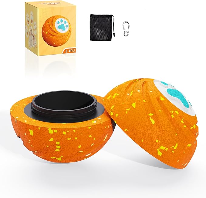 Lovkid Interactive Dog Ball Replacement Shell - Durable E-TPU Dog Toys for Aggressive Chewers, Indoor Outdoor Dog Play Toy to Keep Them Busy Orange(No Motor)