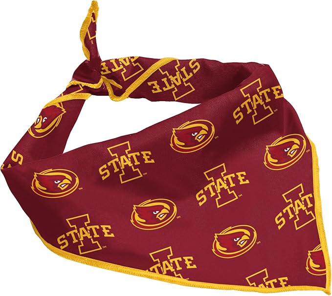 Iowa State Cyclones Officially Licensed Bandana for Dogs and Cats | Fits Pets Great Gift Idea | Easy-to-Tie (Large, 28")