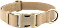Plutus Pet Genuine Leather Dog Collar – Adjustable Pet Collar with Quick Release Metal Buckle, Soft Real Leather for Small Medium Large Dogs, Heavy Duty & Skin-Friendly (Beige, L)