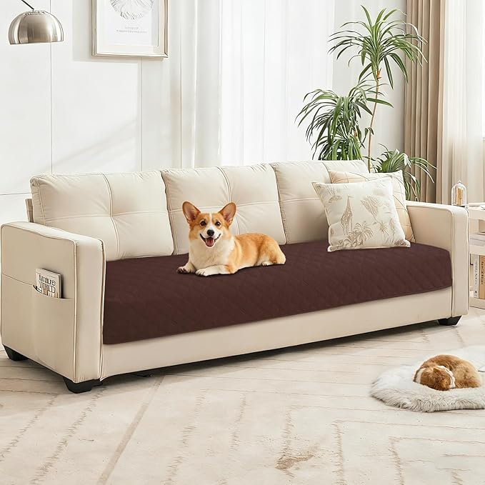 Waterproof Dog Bed Cover, Non-Slip Dog Blanket for Couch, Couch Covers for Dogs Washable, Pet Blanket for Furniture, Pet Bed Mat for Sofa, Car, Pet Supplies (82x102 Inch, Coffee)