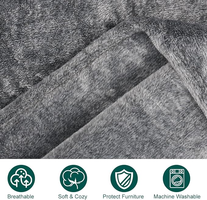 Onarway Dog Blanket Washable for Bed: Dog Blankets 78”x70” - Fluffy Soft Large Throw for Cat Puppy Kitten Dogs - Fleece Pet Blankets for Crate Couch Car and Indoor - Grey