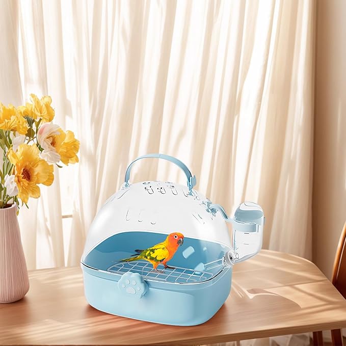 Bird Travel Carrier,PVC Travel Hamster Cage with Water Bottle - Pet Bird Carrying Supplies Spacious Design for Sparrow Macaws Conures Chinchillas Budgies Cockatiels Parakeet Hedgehog