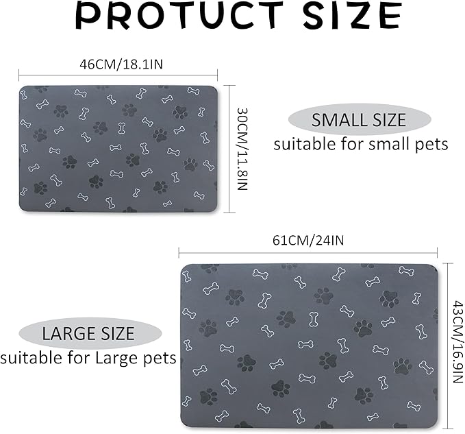 Pet Cat Dog Food Mat Non Slip Mat for Dog Water Bowl Mat Quick Dry Absorbent Cat Feeding Mat, 18.1 * 11.8 in, Red