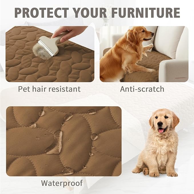 Ameritex Waterproof Pet Bed Cover Anti-Slip Dog Bed Blanket for Sofa and Furniture Waterproof New Pattern Design (Camel, 40x50 Inch (Pack of 1))