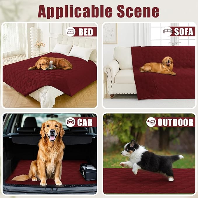 Smiry Waterproof Dog Bed Cover Blanket 40x80, Soft Reversible Pet Blanket, Washable Leakproof Cats Dogs Couch Cover for Sofa, Couch, Furniture, Wine Red/Wine Red