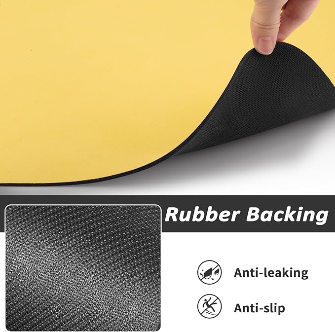 Dog Food Mat - Absorbent Cat Mat for Food and Water, No Stains Pet Feeding Bowl Mat, Easy to Clean Pet Placemats, Quick Dry Dog Water Dispenser Mat for Messy Drinkers | Paw Yellow 12"x 19"