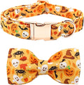 Halloween Dog Collar, Pet Collar Bow Fall Pet Collar Girl Boy Holiday Pet Collars Gift Bow Cute Soft Puppy Collars for Large Dogs