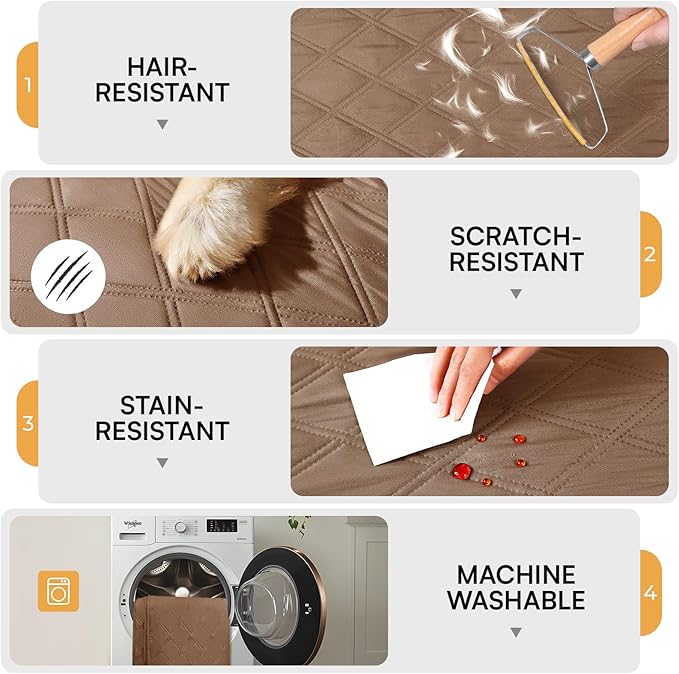 Luciphia 100% Waterproof Couch Cover Blanket for Dogs Anti-Slip Pet Couch Protector Sofa Mat Puppy Cat Blanket with Non-Slip Bottom, Light Brown Khaki, 68x82 Inch