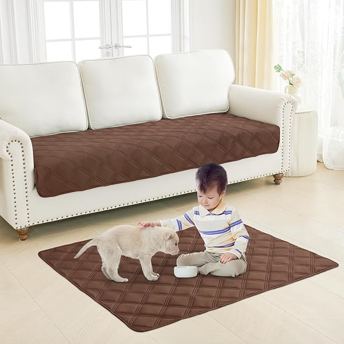 Smiry Waterproof Dog Bed Cover Blanket 40x80, Soft Reversible Pet Blanket, Washable Leakproof Cats Dogs Couch Cover for Sofa, Couch, Furniture, Brown/Brown