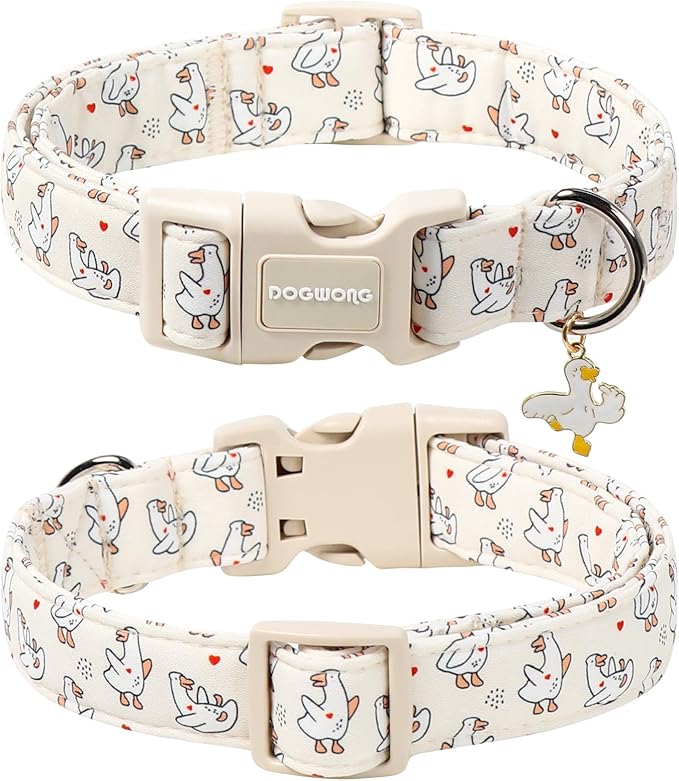 DOGWONG Goose Adjustable Pet Collar Comfortable Spring Summer Puppy Collar Cute Cotton Collars Durable Necklace Gift for Large Dogs,L