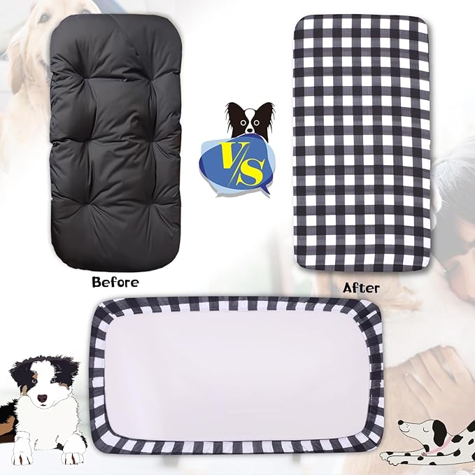 Replacement Dog Bed Covers Elastic Edged Washable Pet Bed Protector with Black Lattice Pattern Design for Medium & Large Pet Beds, Cover Only (Black Lattice, 52.0" L x 28.0" W x 5.0" Th)
