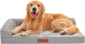 Orthopedic Dog Beds for Large Dogs, Memory Foam Dog Beds Large Sized Dogs, Washable Removable Cover, Nonskid Bottom, Waterproof, for Indoor, Outdoor, Crate ＆ Car Use, 41x27x6 Inches, Light Grey