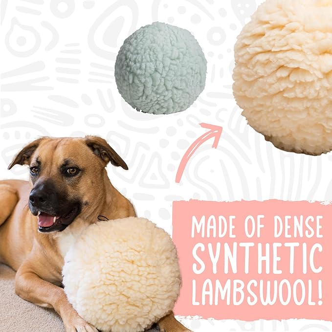 HuggleHounds Plush Ball Dog Toy - Dog Fuzzy Ball Toy, Durable Stuffed Soft Plush for Small and Large Breeds - 4" HuggleFleece, Small