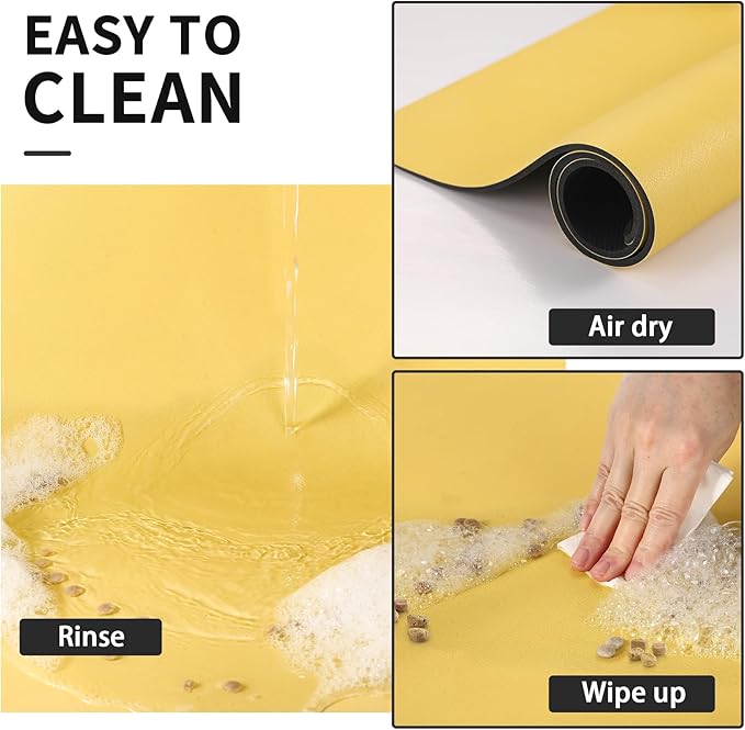 Dog Food Mat - Absorbent Cat Mat for Food and Water, No Stains Pet Feeding Bowl Mat, Easy to Clean Pet Placemats, Quick Dry Dog Water Dispenser Mat for Messy Drinkers | Paw Yellow 18"x34"
