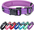 EXCELLENT ELITE SPANKER Reflective Dog Collar Classic Soft Padded Breathable Nylon Adjustable Pet Collar with Quick Release Buckle for Boy Girl Male Female Small Medium Large Dogs Training(Purple-S)