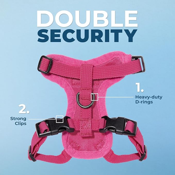 Voyager Escape-Proof Step-in Lock Cat Harness & 5ft Neoprene-Handle Leash Set All-Weather Mesh with Reflective Stitching for Small to Large Cats by Best Pet Supplies, Fuchsia, XXXS