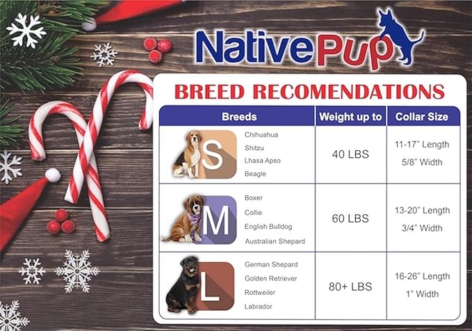 Native Pup Christmas Dog Collar- Winter Holiday Collars for Pets- Xmas Gift for Puppy- Santa, Reindeer, Snowman, Candy Cane, Red Green- Girl Boy- Small, Medium, Large Breeds (Christmas Tree, Small)